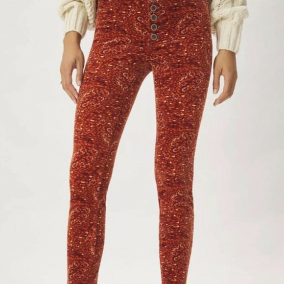 NWT stretchy corduroy high waisted skinny Anthropologie Pilcro pants size 30 - Picture 2 of 13